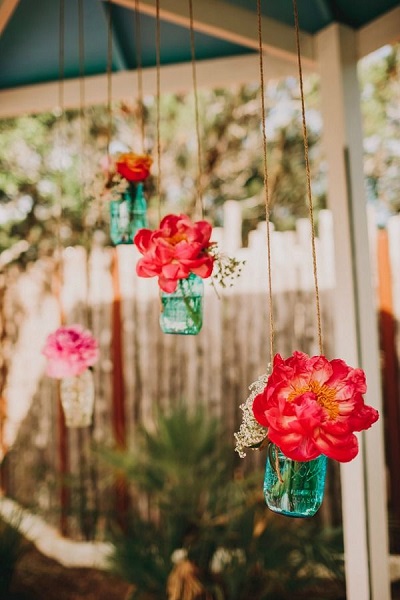 DIY hanging mason jar ornament wedding