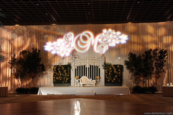 Gobo monogram wedding lighting