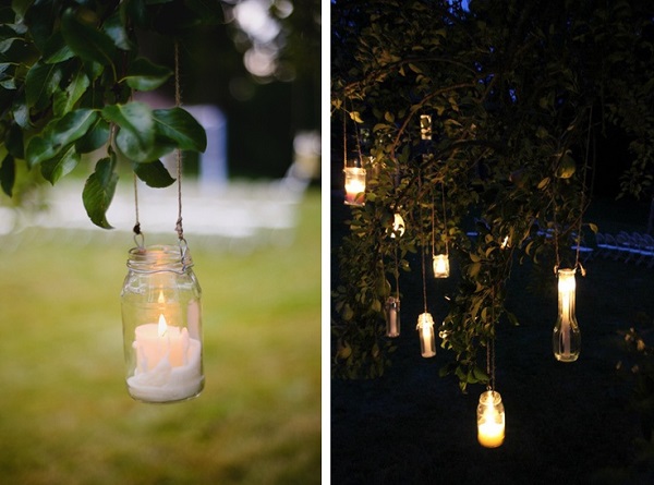 Hanging candle outdoor wedding lighting