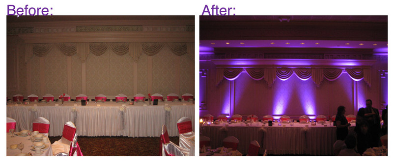 Uplighting before and after wedding lighting