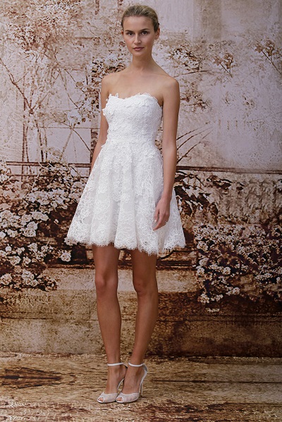 Short hemline wedding dress trends 2014