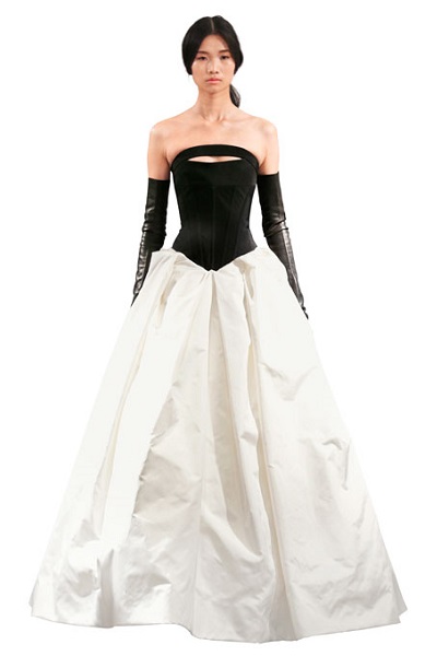 Spring 2014 wedding dress trends black white Vera Wang