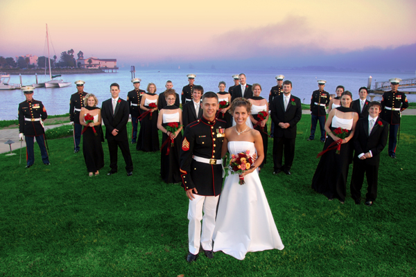 Military wedding bridal party attire