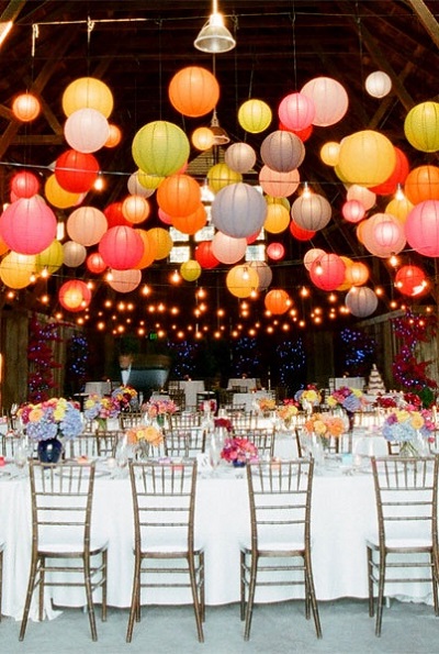 colorful paper lanterns wedding lighting