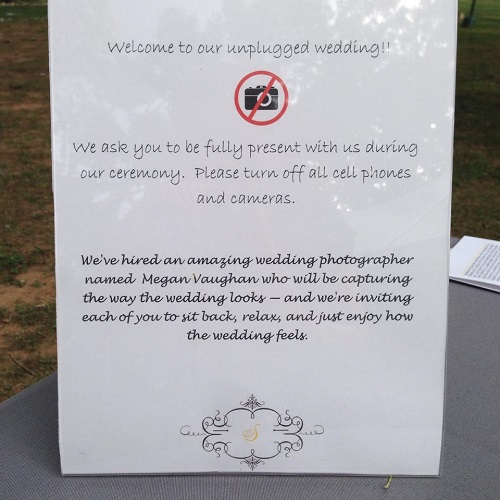 unplugged wedding sign