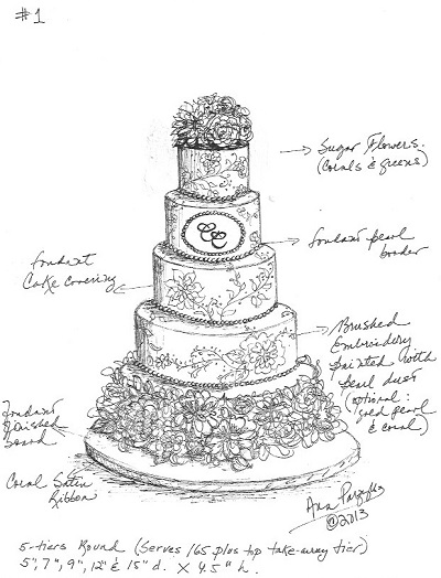 Wedding cake design sketch