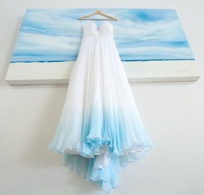 blue ombre tint wedding dress