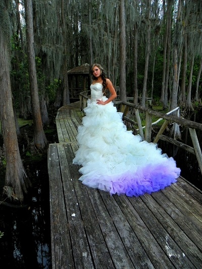 ruffled ombre wedding dress