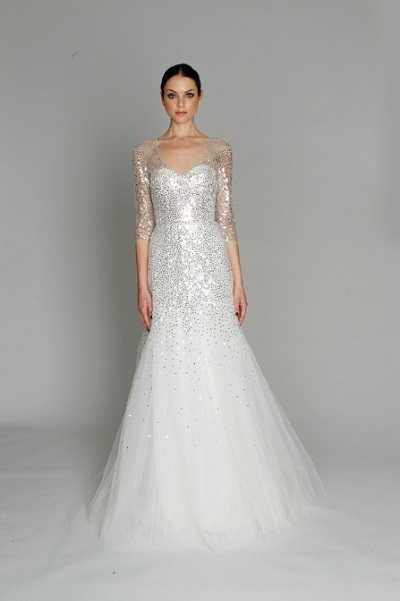 silver sequin wedding dress