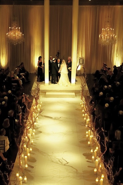 votive candles wedding ceremony aisle decor