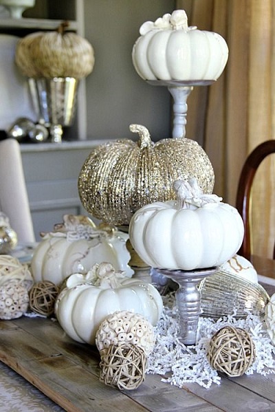 ceramic pumpkins fall wedding centerpiece