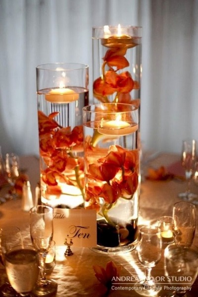 floating flowers fall wedding centerpiece