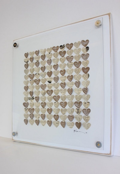 framed hearts art wedding guest book