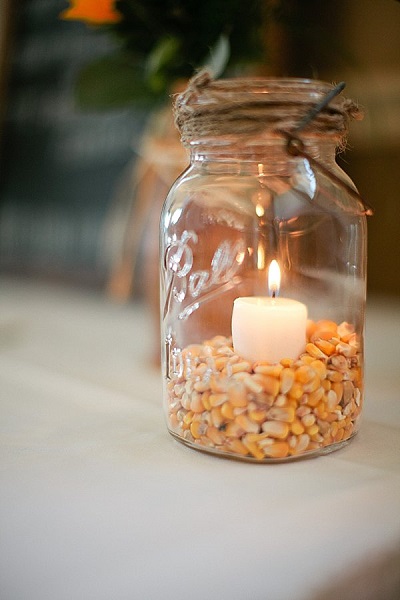 mason jars candles fall wedding centerpiece
