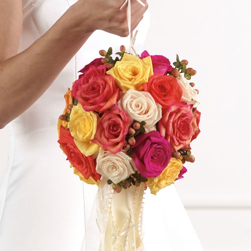 rose pomander wedding bouquet