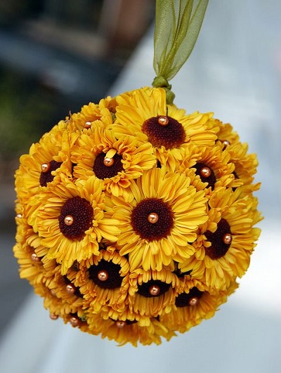 sunflower pomander wedding bouquet