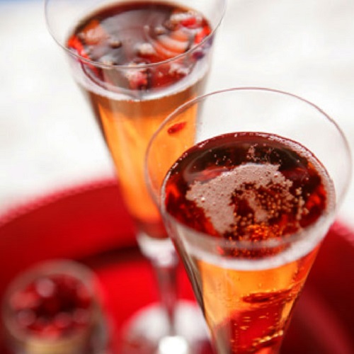 winter wedding drinks pomegranate orange champagne