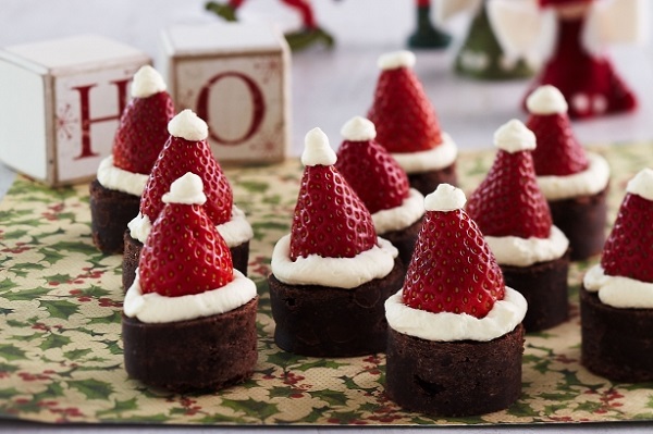 santa hat brownies winter wedding desserts