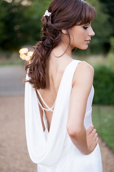 draped back wedding gown