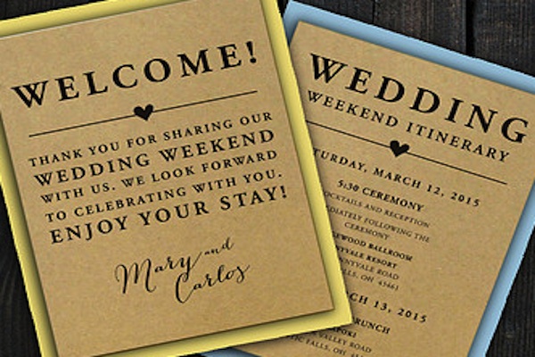 welcome notes for guests traveling to wedding